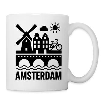 Amsterdam Windmühle Fahrrad Kanal - Tasse - Weiß - Rechts