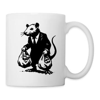 Ratte im Anzug klaut Gold - Tasse - Weiß - Rechts