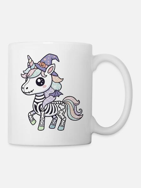 Boho Skelett Einhorn - Halloween Unicorn Lover - Tasse - Weiß