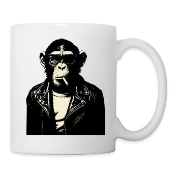 Chimp Rebel Biker Illustration - Mug - white - Right