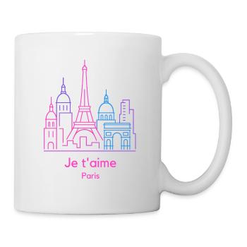 Neon Paris Skyline Je t'aime - Tasse - Weiß - Rechts