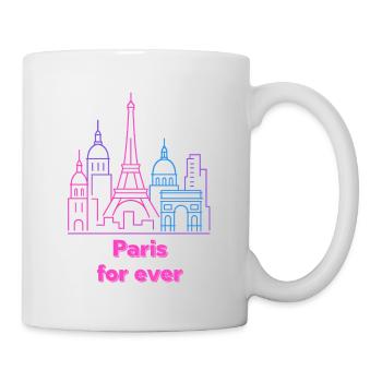 Neon Skyline Paris Silhouette City Stadt  - Tasse - Weiß - Rechts