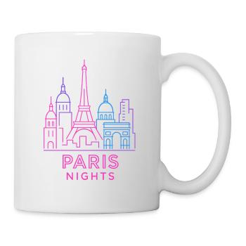 Neon Paris Nächte Skyline Silhouette  - Tasse - Weiß - Rechts