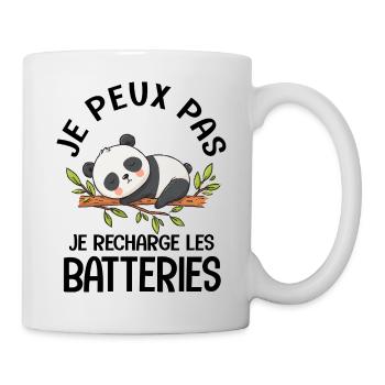 Ich kann nicht ich lade die Batterien Panda süß auf - Tasse - Weiß - Rechts
