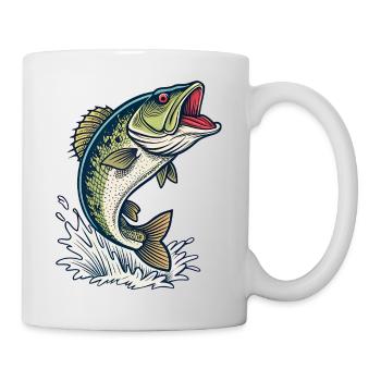 Bass Splash Angeln Illustration - Tasse - Weiß - Rechts
