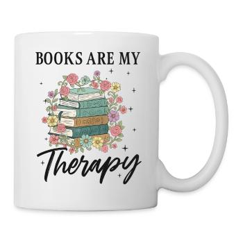 Book therapy in a flower wreath - Mug - white - Right