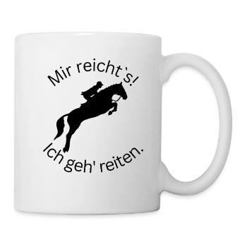 ! J’en ai assez! Je fais de l’équitation - saut d’obstacles - Mug blanc - blanc - Droite