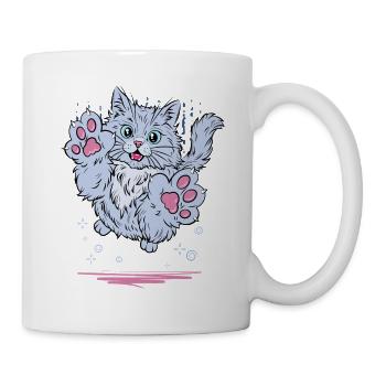 Süße Katze mit funkelnden Pfoten - Tasse - Weiß - Rechts