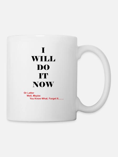 Red Quip Typography on Black Tee - Mug - white