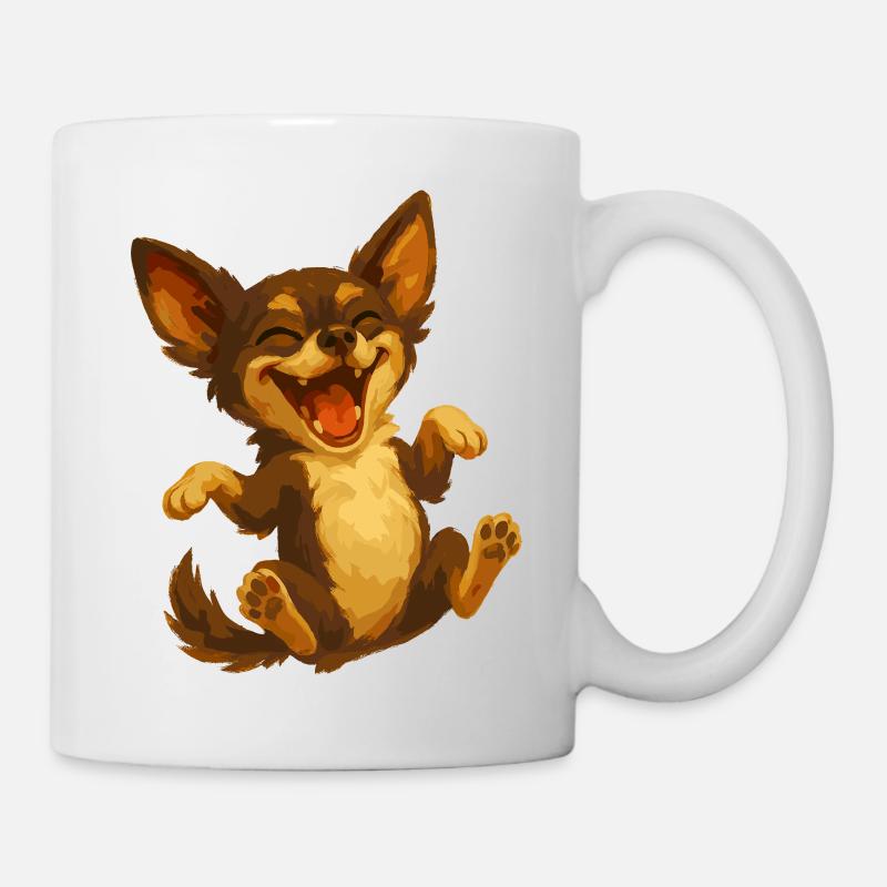 Chihuahua rieur dessin animé chien - Mug blanc - blanc