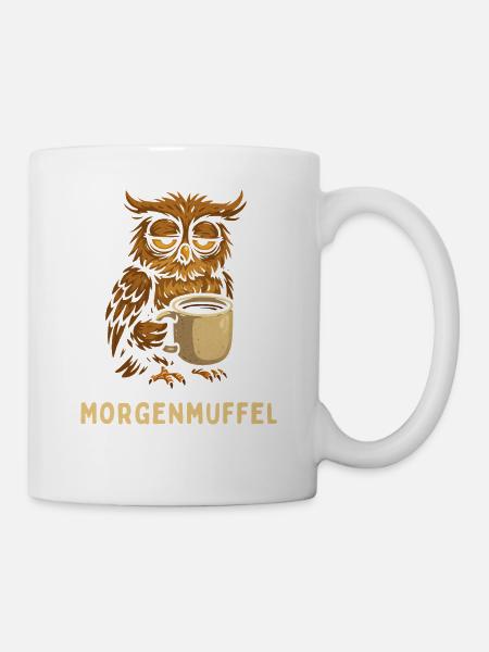 Morgenmuffel-Eule mit Kaffee - Tasse - Weiß