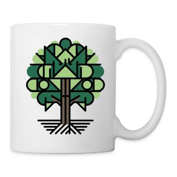 Geometrischer Baum Muster Grün - Tasse - Weiß - Rechts