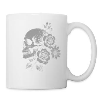Gothic Floral Skull with Roses - Mug - white - Right