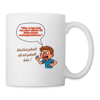 Wütender Bericht vom Kantenwurf Junge Feldweg  - Tasse - Weiß - Rechts
