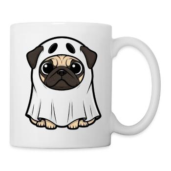 Funny Halloween Dog Pug Ghost Cartoon - Mug - white - Right