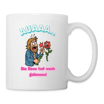 Rose Beißt Mich Cartoon Humor Karikatur  - Tasse - Weiß - Rechts