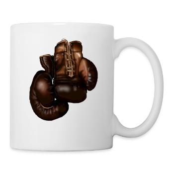 Dunkle Boxhandschuhe Lederdetail - Tasse - Weiß - Rechts