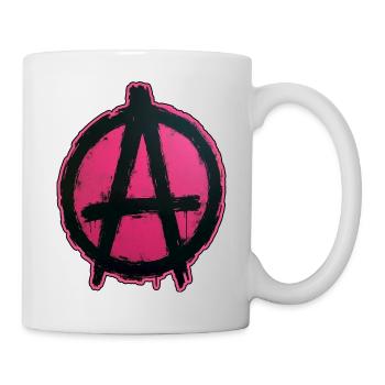 Pink Anarchy on Black Circle - Mug - white - Right