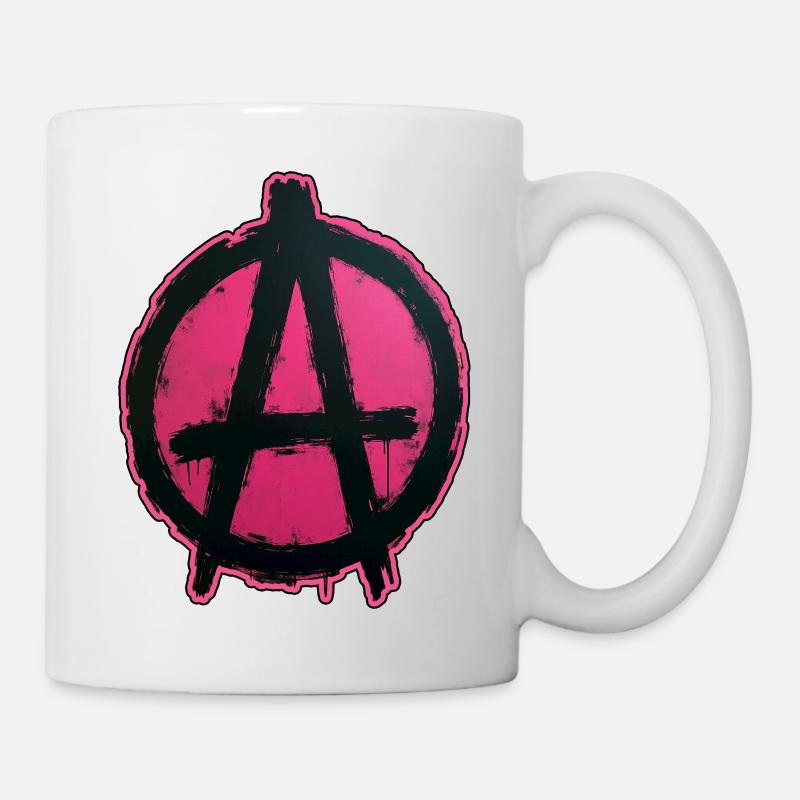 Pink Anarchy on Black Circle - Mug - white