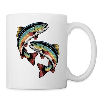 Two jumping trout - Mug - white - Right