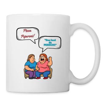Caricature de Dispute de Pizza Pepperoni - Mug blanc - blanc - Droite