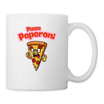 Angry Pepperoni Pizza Caricature - Mug - white - Right