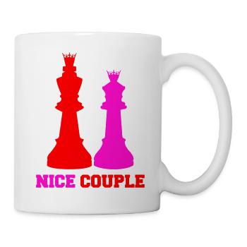 Paire royale de pièces d’échecs - Mug blanc - blanc - Droite