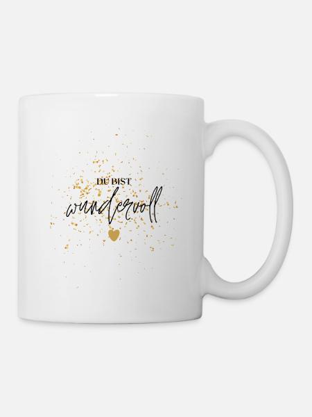 Golden Confetti Heart - Mug - white
