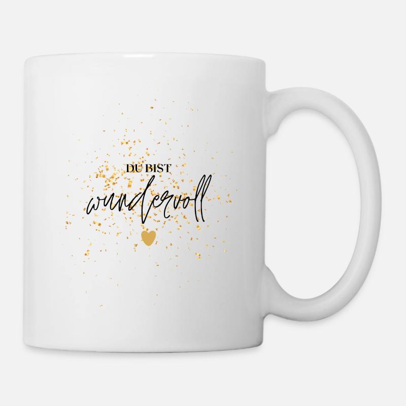 Golden Confetti Heart - Mug - white