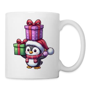 Funny Penguin with Christmas Gifts - Mug - white - Right