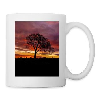 Colourful Sunrise Sky lonely Tree silhouette - Mug - white - Right