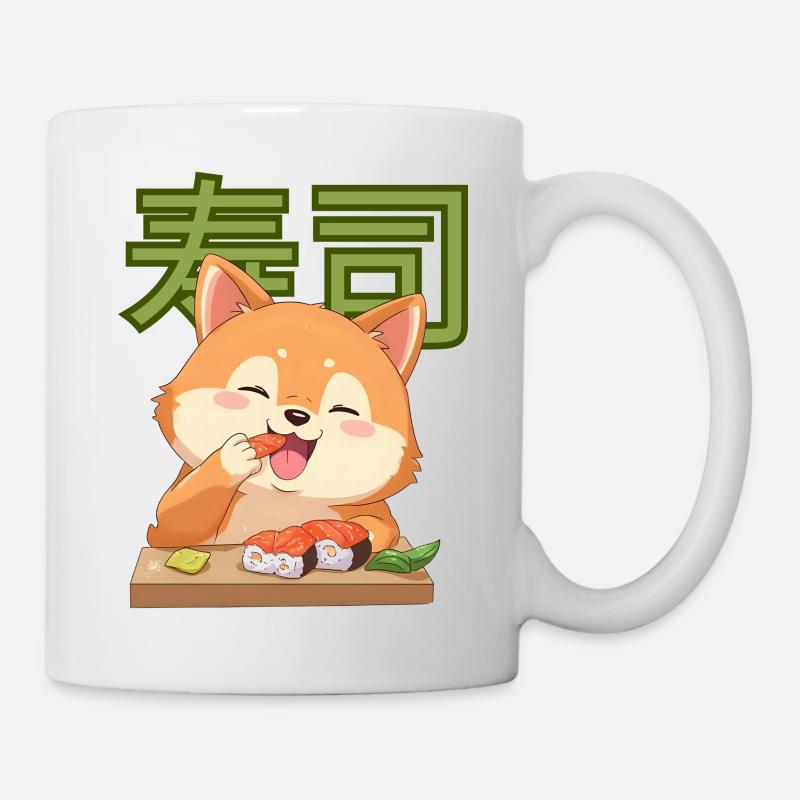 Shiba Sushi Joy Dessin animé - Mug blanc - blanc