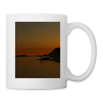 Sonnenuntergang, Silhouetten - Tasse - Weiß - Rechts