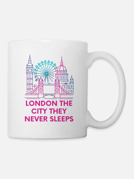 London Neon Skyline Nightlife - Tasse - Weiß