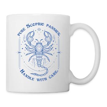 Skorpion Leidenschaft Sternzeichen Geschenk Astrologie Kunst - Tasse - Weiß - Rechts