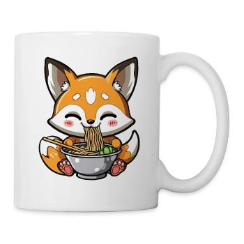 Kawaii Fox Eats Ramen Noodles - Mug - white - Right