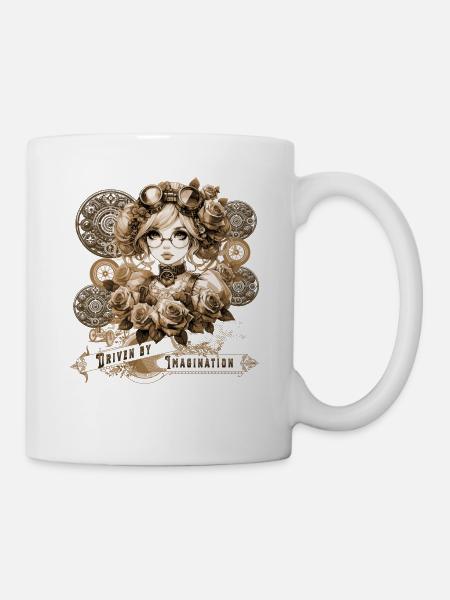 Driven by Imagination Anime Steampunk Woman - Tasse - Weiß