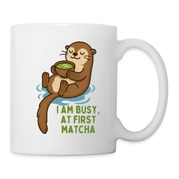 Otter enjoys matcha - i am busy first matcha - Mug - white - Right
