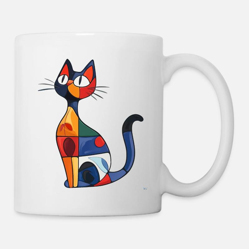 Colorful abstract cat, ideal for home décor - Mug - white