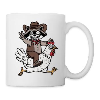 Crazy raccoon and crazy chicken - Mug - white - Right