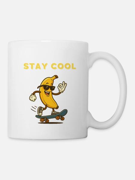 Bananen-Skateboarder Stay Cool - Tasse - Weiß