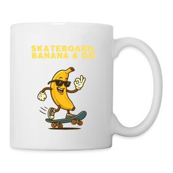 Skating Banana – Yellow Banana on Skateboard - Mug - white - Right