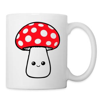 Pilz Glücklich Niedlich Lächelnd Gesicht Kawaii - Tasse - Weiß - Rechts