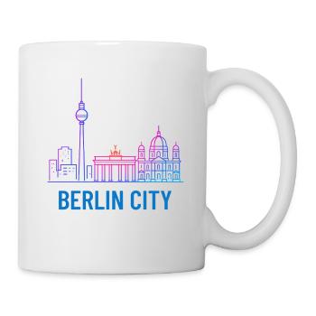 Berlin City Neon Skyline Silhouette Illustration - Mug - white - Right