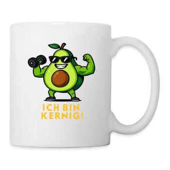 Hearty Avocado Muscle Hero Fitness Illustration - Mug - white - Right