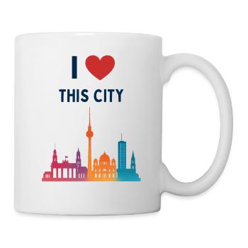 I love this city – colorful skyline - Mug - white - Right