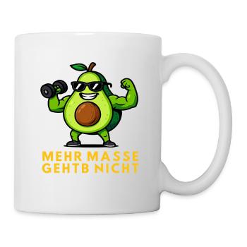Avocado Muskelheld: Mehr Masse Geht Nicht - Tasse - Weiß - Rechts