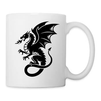 Mächtiger Drache | Schwarzes Tribal Tattoo - Tasse - Weiß - Rechts