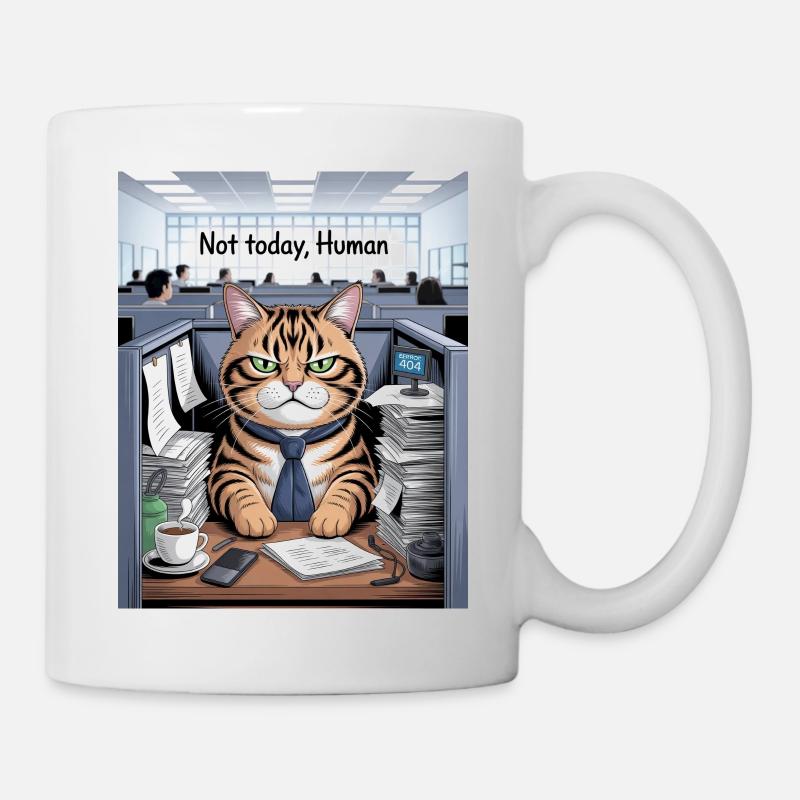 Chat patron au bureau Pas aujourd’hui - Mug blanc - blanc