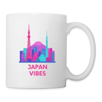 Japan Vibes Neon Skyline Silhouette  - Tasse - Weiß - Rechts